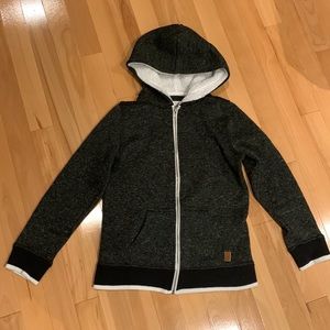 EUC Boys Speckled Black Full Zip Hoodie - size M (10/12)